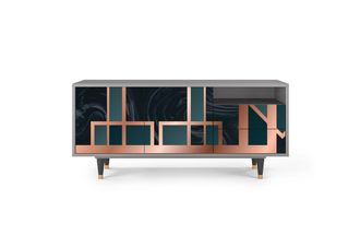 StoryZ Mueble de TV azul-verde 2 cajones y 2 puertas L 125 cm