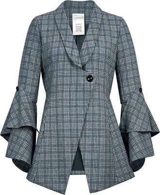 Chic Star Womens Wool Plaid Jacket, Blue, L