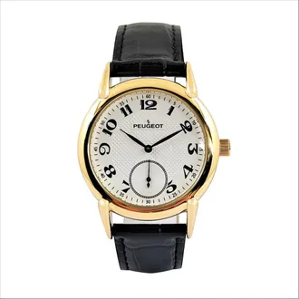 Peugeot Vintage Easy Read Remote Sweep Leather Watch - 38MM in Black at Nordstrom