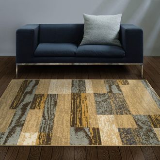 Superior Transitional Patchwork Block Design Polypropylene Indoor Area Rug