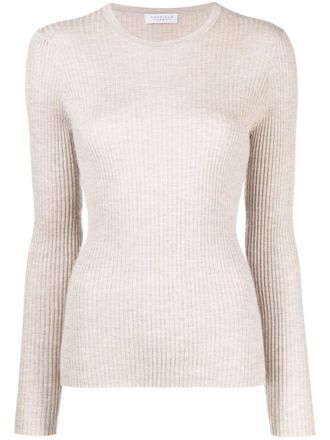 Gabriela Hearst ribbed-knit jumper - women - Silk/Cashmere - M - Brown