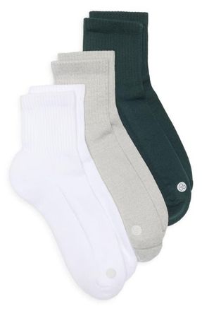 Zella Assorted 3-Pack Half Crew Socks in Green Timber at Nordstrom, Size 6-8.5