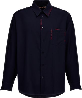 Marni Cool Wool Shirt With Contrast Stitching