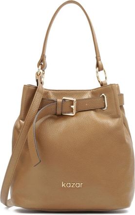 Kazar Bruine handtas met decoratieve band - Dames - Handtassen - Bruin - ONE Size - Leer - Tassen