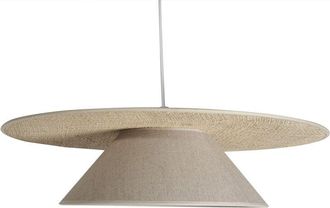 Miliboo L&aacute;mpara De Techo De Lino Beige Y Rafia Natural 55 Cm Azami