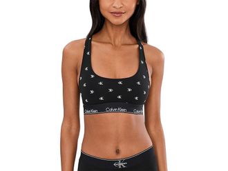 Calvin Klein Underwear Icon Cotton Modal Unlined Bralette Womens Bra Diamond Logo Black : LG (Womens 12-14), Cotton/Elastane/Modal