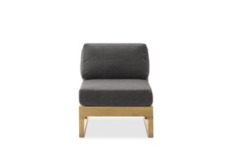 Castlery Rio Outdoor Teak Armless Sofa, Slate, Treated Solid Teak Wood, Durable, Water-Repellent Fabric