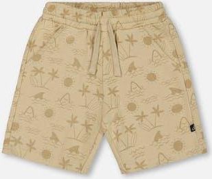 Deux par Deux Baby Boys Printed French Terry Short Beige With Palm Trees at Nordstrom, Size 24M