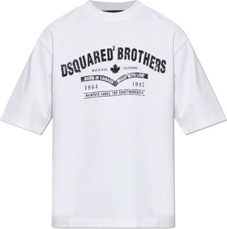 Dsquared2 Wit T-shirt met Logo - Heren - T-shirts - Wit - XS - Katoen - Tops