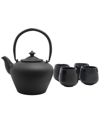 Bredemeijer Chengdu 34Oz Cast Iron Teapot Set With 4 Mugs