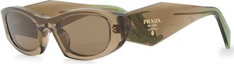 Prada Narrow Oval-frame Sunglasses - Brown Light - One Size