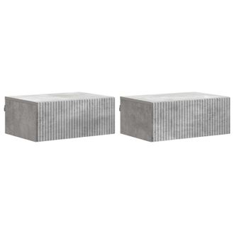 vidaXL Mesita De Noche De Pared 2 Pcs Gris Hormig&oacute;n 49 X 34,5 X 20 Cm Vidaxl
