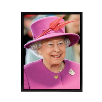 Artery8 Joel Rouse Queen Elizabeth II Photograph Framed Canvas Wall Art Print in Pink | Size: W24 x H32