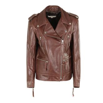 Remain Klassiek leren bikerjack - Dames - Leren en Su&egrave;de Jassen - Bruin - S - Leer - Jassen