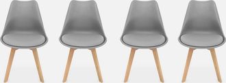 Sweeek Sweeek - Silla Escandinava Acero, Set De 4, Nils, Gris, 47x55x81 Cm