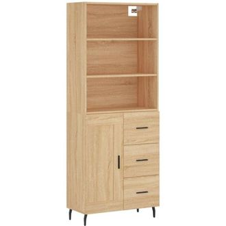 vidaXL Aparador Alto Madera Contrachapada Color Roble 69,5x34x180 Cm Vidaxl
