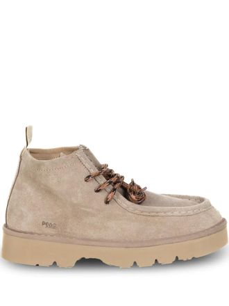 Panchic P009 lace-up boots - women - Calf Suede/Microfibre/Rubber - 36 - Neutrals