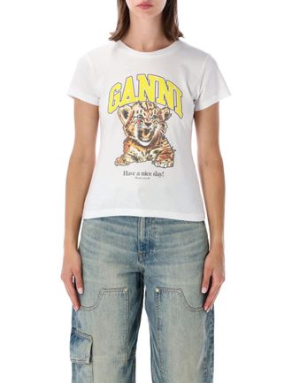 Ganni White Graphic T-Shirt