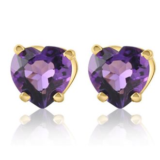 Pompeii3 1ct Heart Shape Amethyst Studs Earrings in 14K, Yellow, Rose, or White Gold