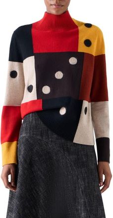 Akris Dice Intarsia Wool & Cashmere Sweater in Multicolor at Nordstrom, Size 10