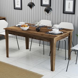 Dmora Mesa Fija Viverone, 6 Plazas, Forma Rectangular, Soporta 120 Kg, 145x88x75h Cm, Marr&oacute;n Nogal