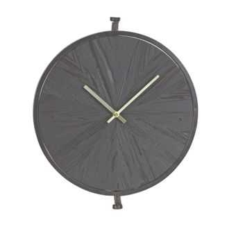 Melrose International Modern Wood Wall Clock with Suspended Stand 16.25D - Black