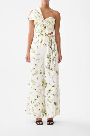 Camilla Asymmetrical Bow Top In Botanical Utopia