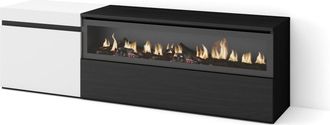 Skraut Home Skraut Home - Mueble Tv, Televisi&oacute;n, Muebles De Sal&oacute;n, Almacenaje, 150x45x35cm, Para Tv Hasta 65, Chimenea El&eacute;ctrica, Estilo Moderno, Blanco Y Negro