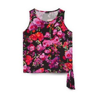 Fiorella Rubino Tops, Dames, Veelkleurig, 3Xl, Muslin Top met Print en Strik
