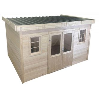 Foresta Caseta De Jard&iacute;n De Madera 380x280 Cm - Espesor De Pared 28 Mm - Techo De Acero Galvanizado - Ventanas De Cristal - Slx4030 Foresta