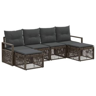 vidaXL Conjunto De Sof&aacute;s De Jard&iacute;n 6 Pcs Gris Rat&aacute;n Sint&eacute;tico Vidaxl