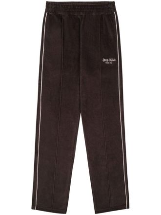 Sporty & Rich Script-logo velour track pants - Brown