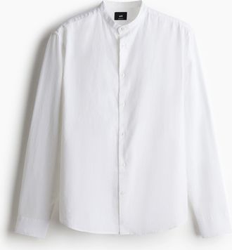 H&M Hemd aus Leinenmix in Regular Fit - White