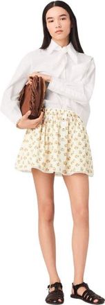 Maje Printed skirt with rickrack trim in Yellow Small Flowers Print at Nordstrom, Size 42 Eu