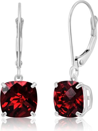 MAX + STONE Solid 14k Yellow or White Gold 8mm Cushion Cut Dangle Gemstone Earrings