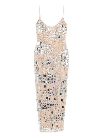 Georges Hobeika embellished midi dress - women - Acetate/Polyamide/Silk - 38 - Pink