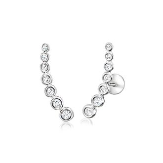 RS Pure by Ross-Simons Diamond Curved Flat-Back Ear Climbers in Sterling Silver