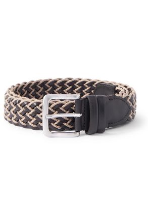 Mr P. 3.5cm Woven Leather and Cotton Belt