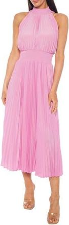 OLEG CASSINI Pleated Sleeveless Midi Dress in Pink at Nordstrom Rack, Size X-Large