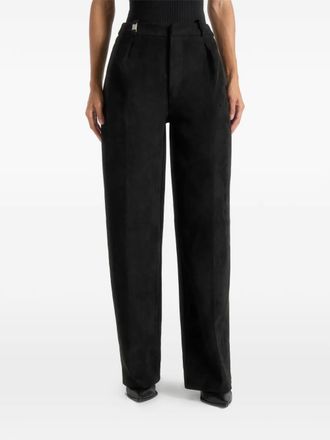 Mani&egrave;re De Voir Sol&egrave;ne front-pleat suede-effect trousers - Black