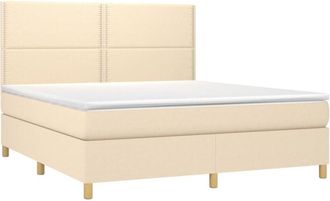 vidaXL Vidaxl - Cama Box Spring Colch&oacute;n Y Luces Led Tela Crema 180x200 Cm