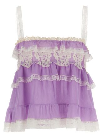 Alberta Ferretti Purple Flounces and lace top
