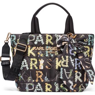 Karl Lagerfeld Voyage Nylon Tote with Bow in Black Multi at Nordstrom
