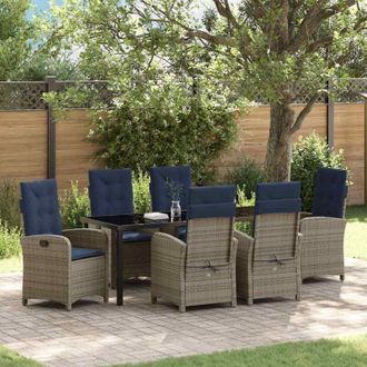 vidaXL Conjunto De Comedor De Jard&iacute;n 7 Pcs Gris Rat&aacute;n Sint&eacute;tico Vidaxl