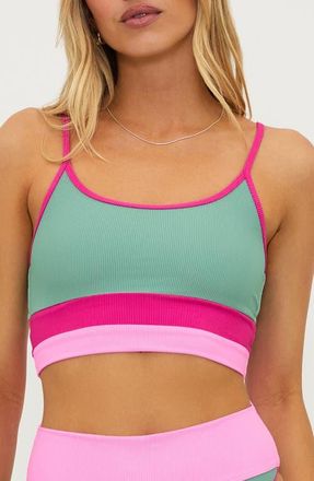 Beach Riot Eva Rib Colorblock Bikini Top in Sage Bloom Colorblock at Nordstrom, Size Medium