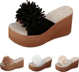 Generic Platform Wedge Sandals for Women UK Heels Open Toe Retro Non Slip Comfy Ladies Summer Flat Thick Cushion Reduces Stress on Feet Joints & Back Post-Exe