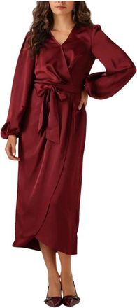 Notre-V Bordeaux Wikkeljurk voor Herfst - Dames - Wikkelkleedje - Rood - S - Wol - Kleedjes