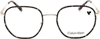 Calvin Klein CK24113N025 Dark Havana Metal Frame Eyeglasses - Brown
