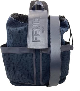 Fendi Black Navy Canvas Backpack (Pre-Owned)