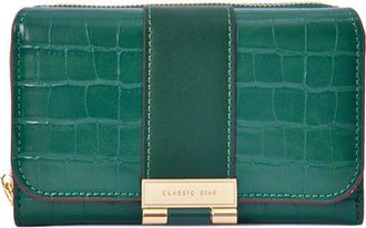 Generic Mini Clutch Wallets for Women, Trifold Purse Bag with ID Window, Medium Wallet Multi-slot Card Holder,Trendy Evening Bags (Green,L15xW9.4xH4cmL5.9xW3.